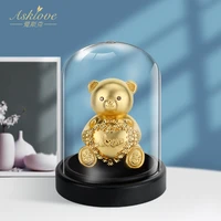 love heart bear statue figurine i love you bear for girlfriend gold foil crafts valentines day mothers day gifts home decor