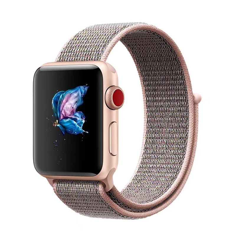 Pink Sand Цвета нейлоновый спортивный бесшовный репликация Band для Apple Watch серии 1/2/3 Легкий из мягкой дышащей ткани с вязанными лямками, 38, 42 мм, версия - Цвет ремешка: Pink Sand