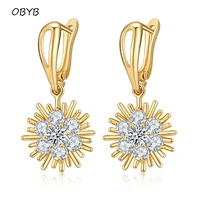 new trendy luxury gold silver dangle earring for women wedding bridal accessories shine zircon stone elegant women jewelry