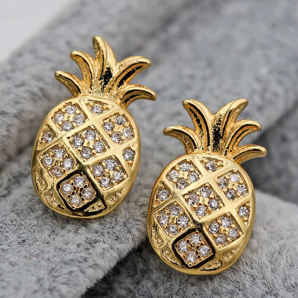 Роскошные модные серьги-гвоздики для женщин с принтом ананасов Форма серьги