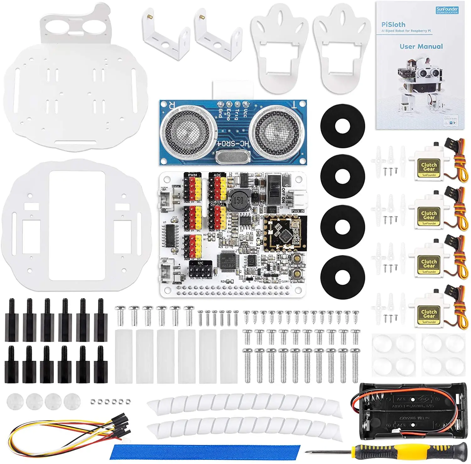 PiSloth AI Programmable Robot Kit for Raspberry Pi Dancing Obstacle Avoidance Object Following Sound Effect DIY Bionic | Электронные