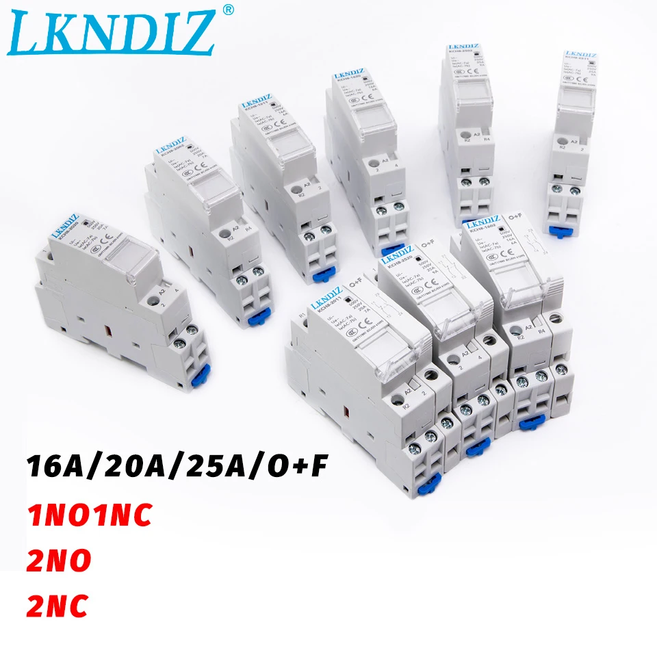 Контактор переменного тока LKNDIZ на Din-рейку 220 В перем. Тока 2P 16 А 20 25 2 НЗ 1 Н1 50/60 Гц |