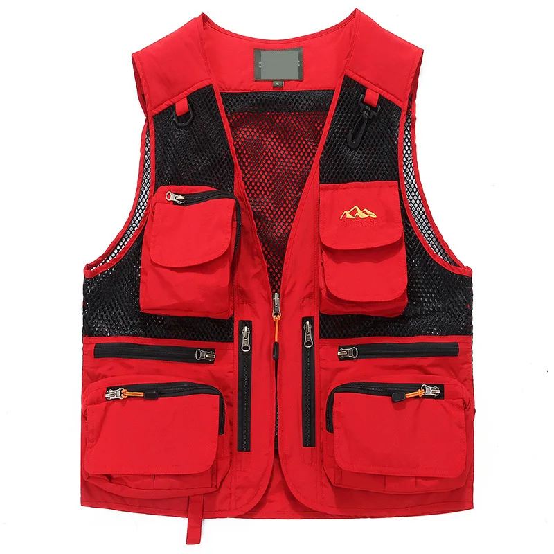 Summer fishing vest breathable multi-pockets mesh sleeveless jacket unloading photography hiking waistcoat big size5XL | Мужская одежда