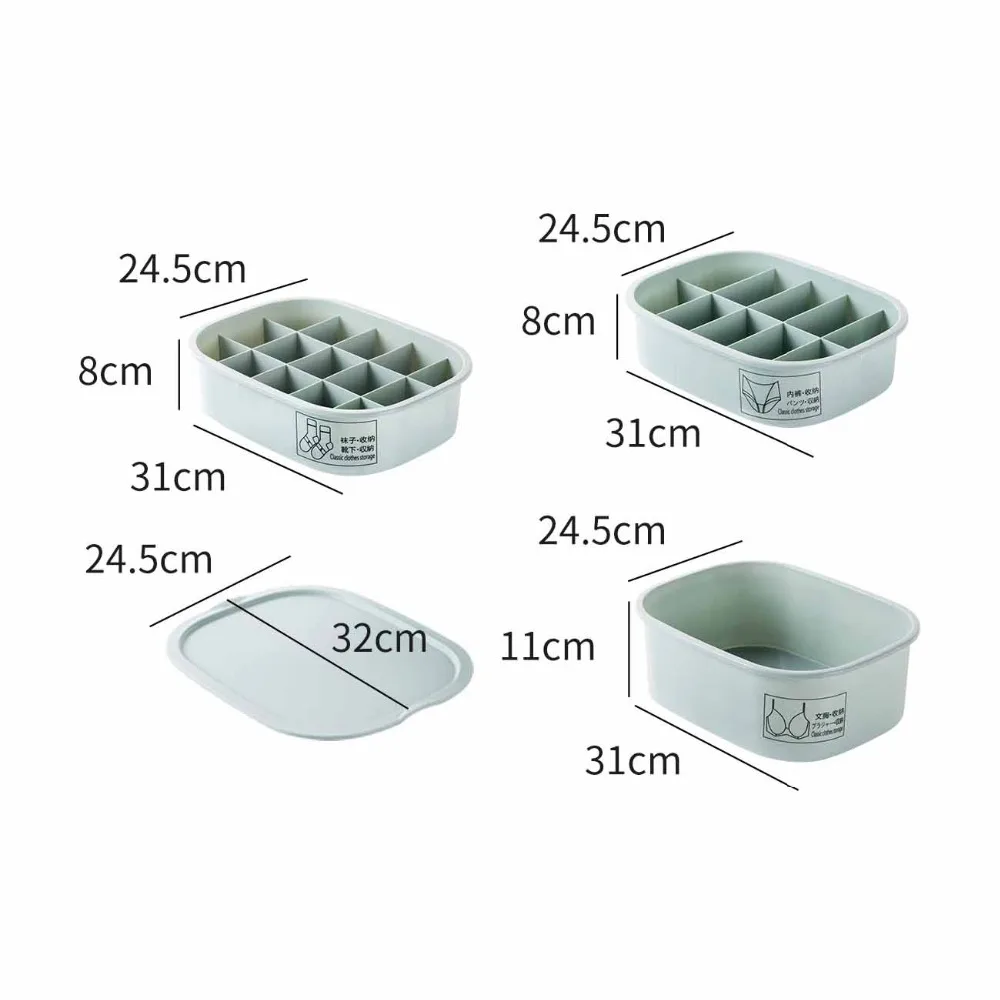 

Women Men Underwear Organizer Storage Box Bin with Cover Drawer Closet Organizer Scarfs Socks Bra Container Boxes