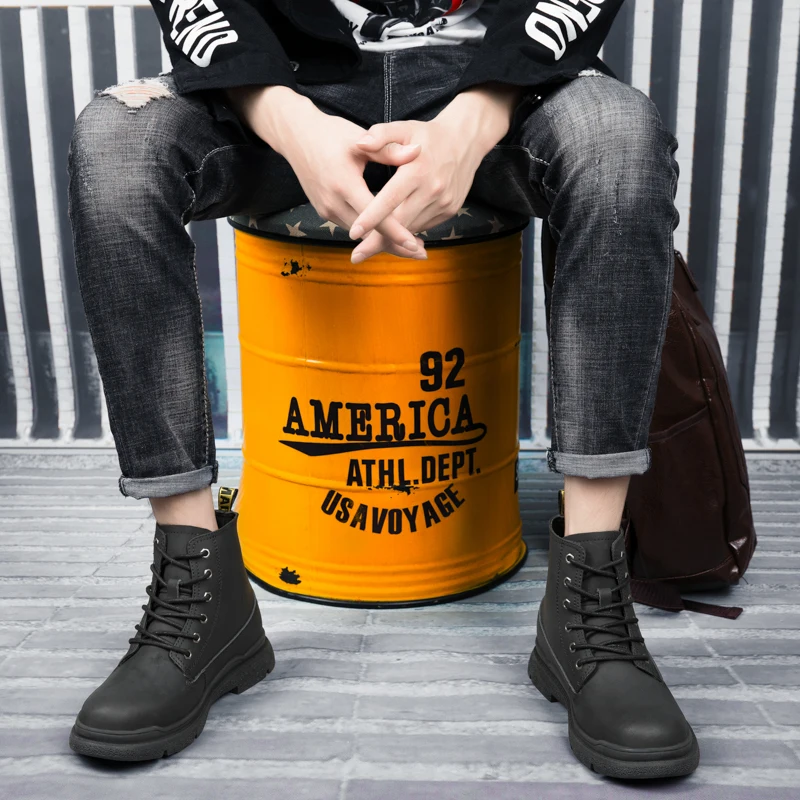 Мужские ботильоны из натуральной кожи повседневная Уличная обувь теплые