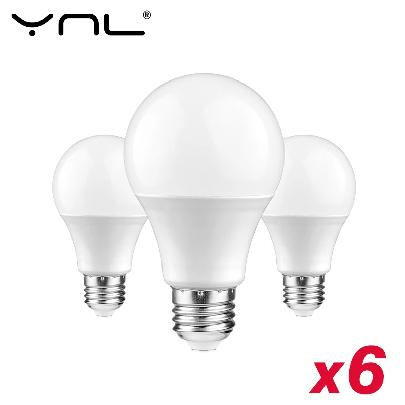 Светодиодная лампа YNL E27 6 шт./лот 220 В переменного тока SMD2835 3 Вт 5 9 12 15 18 20