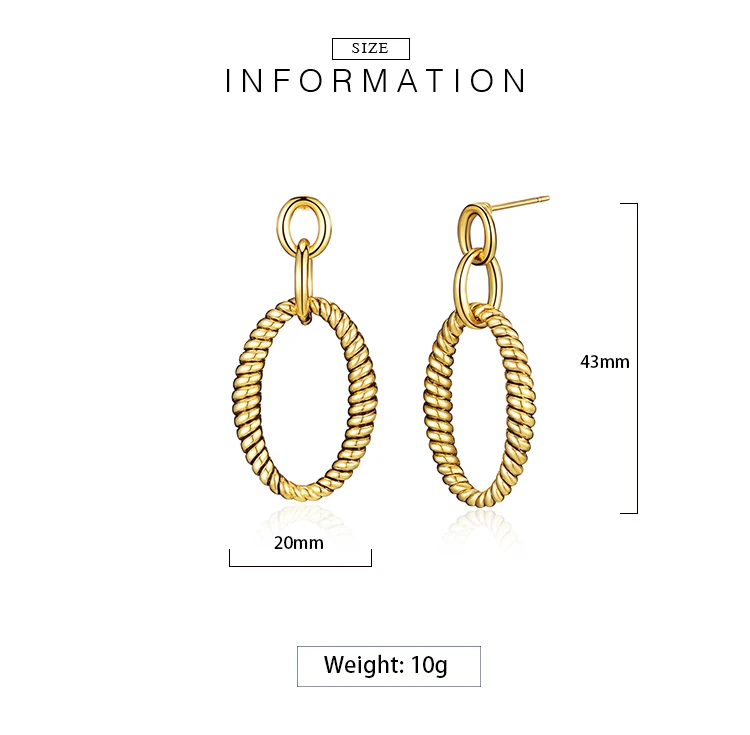 Mytys Twist Circle Round Drop Earrings for Women Trendy Fashion Dangle Gold Color Metal Jewelry CE625 | Украшения и аксессуары