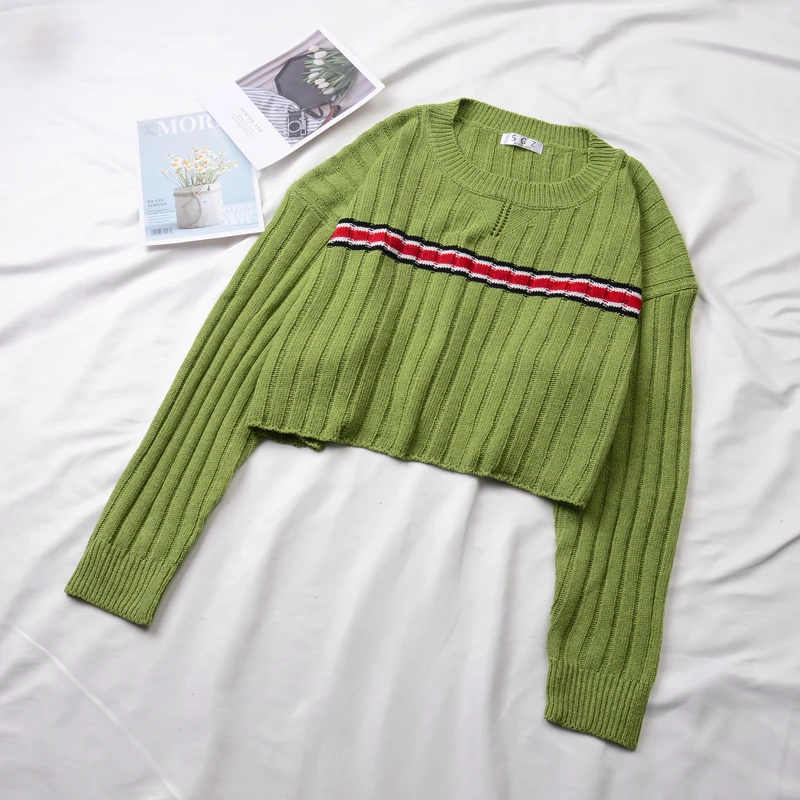 2019 Новый женский осенний свитер зимний шикарный винтажный укороченный топ