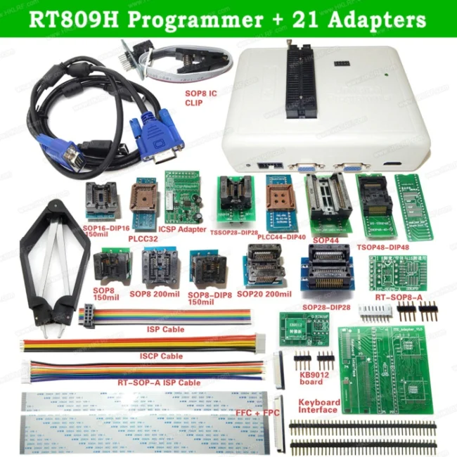 RT809H 21 Items Новейшее программное обеспечение RT809H+ 51/31/21/12 адаптеры для сим-карт памяти на носителе EMMC-Nand FLASH очень быстро Универсальный USB программист - Цвет: RT809H 21 Items