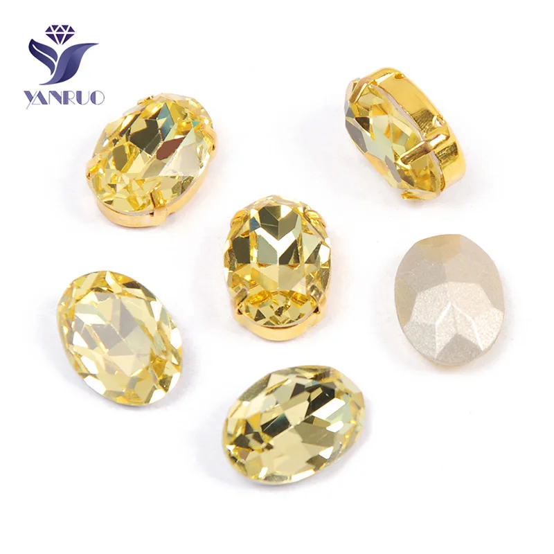 YANRUO 4120 Oval Jonquil Sewn Rhinestone Sewing Stones With Claws Frame Sliver Rhinestones Crystals For Needlework | Дом и сад