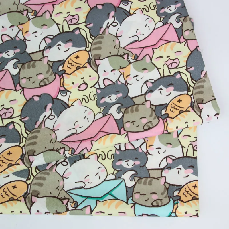Хлопковая ткань для детей с принтом кошки Лоскутная Ткань Сделай Сам Стеганая