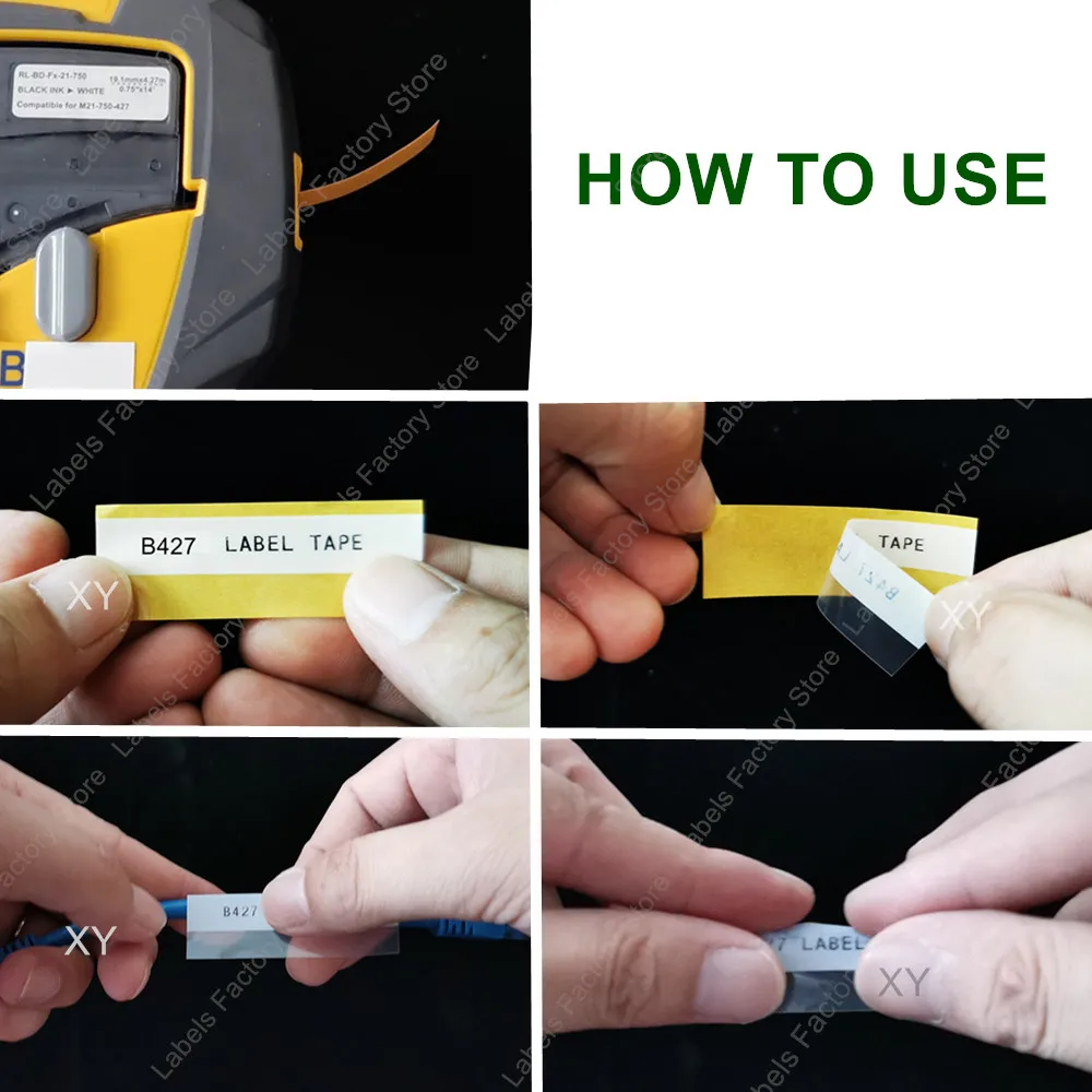 2PK лента для этикеток зеркальная виниловые этикетки черного на белом Brady