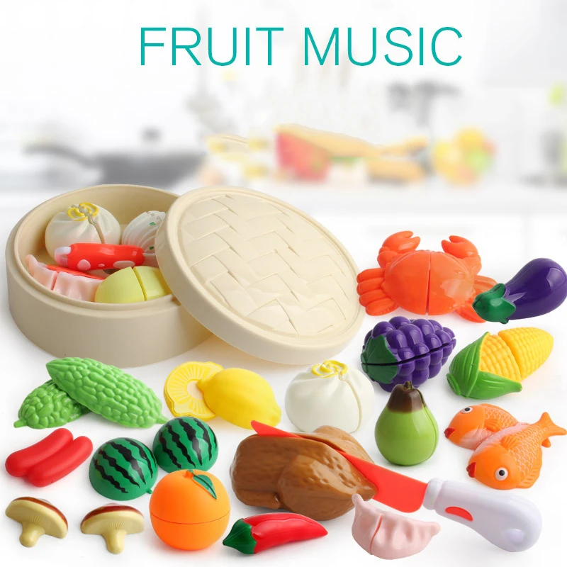 

Pretend Play Plastic Food Toy Children Pretend Role Play Toy Cutting Fruit Vegetable