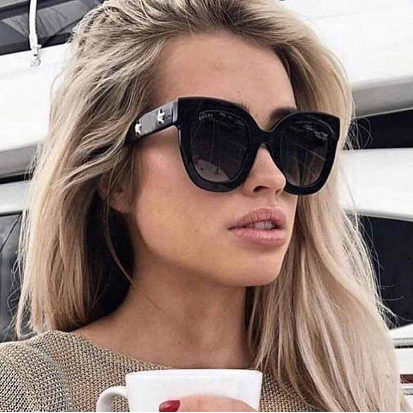 

Black acetate square sunglasses women with stars fashion cat eye women sunglasses