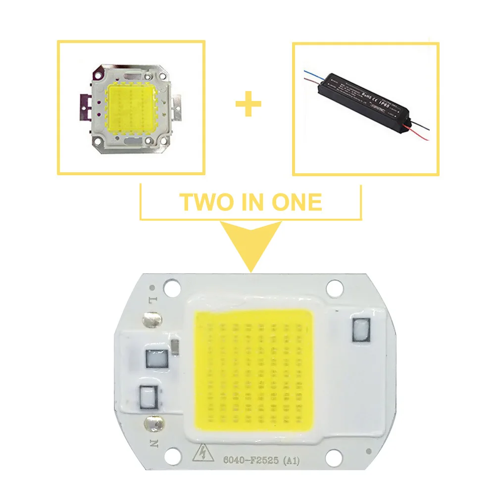 Светодиодный светильник прожектор с чипом 20 Вт 30 50 220 В вход умный IC COB бусинами
