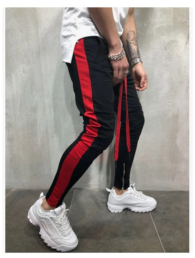 2018 Men's Running Harem Pants Brand Male High Street jogging Mans Side Double Zipper Spell Color Gym Fitness | Спорт и