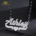 Ожерелье с именем на заказ, Двухслойное покрытое табличкой, 3D ожерелье, персонализированный чокер, Очаровательное ожерелье с именем, подарки для женщин