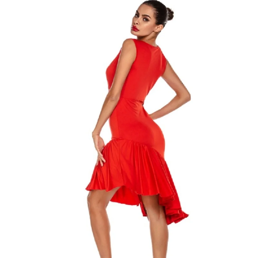 Женское облегающее платье для латиноамериканских танцев красное винтажное