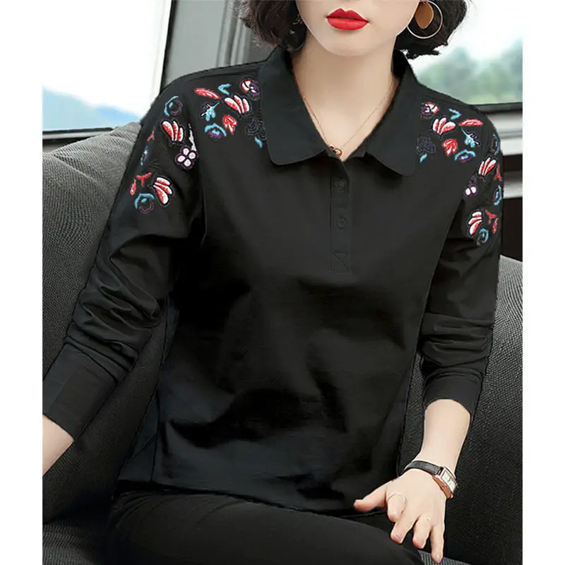 Рубашка женская из 100% хлопка с длинным рукавом и отложным воротником | Женская