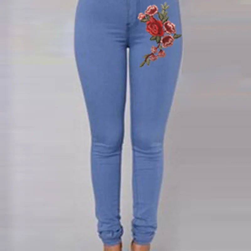 

WISH speed sell through Ebay web celebrity female trousers embroidered pants high waist jeans sell like hot cakes