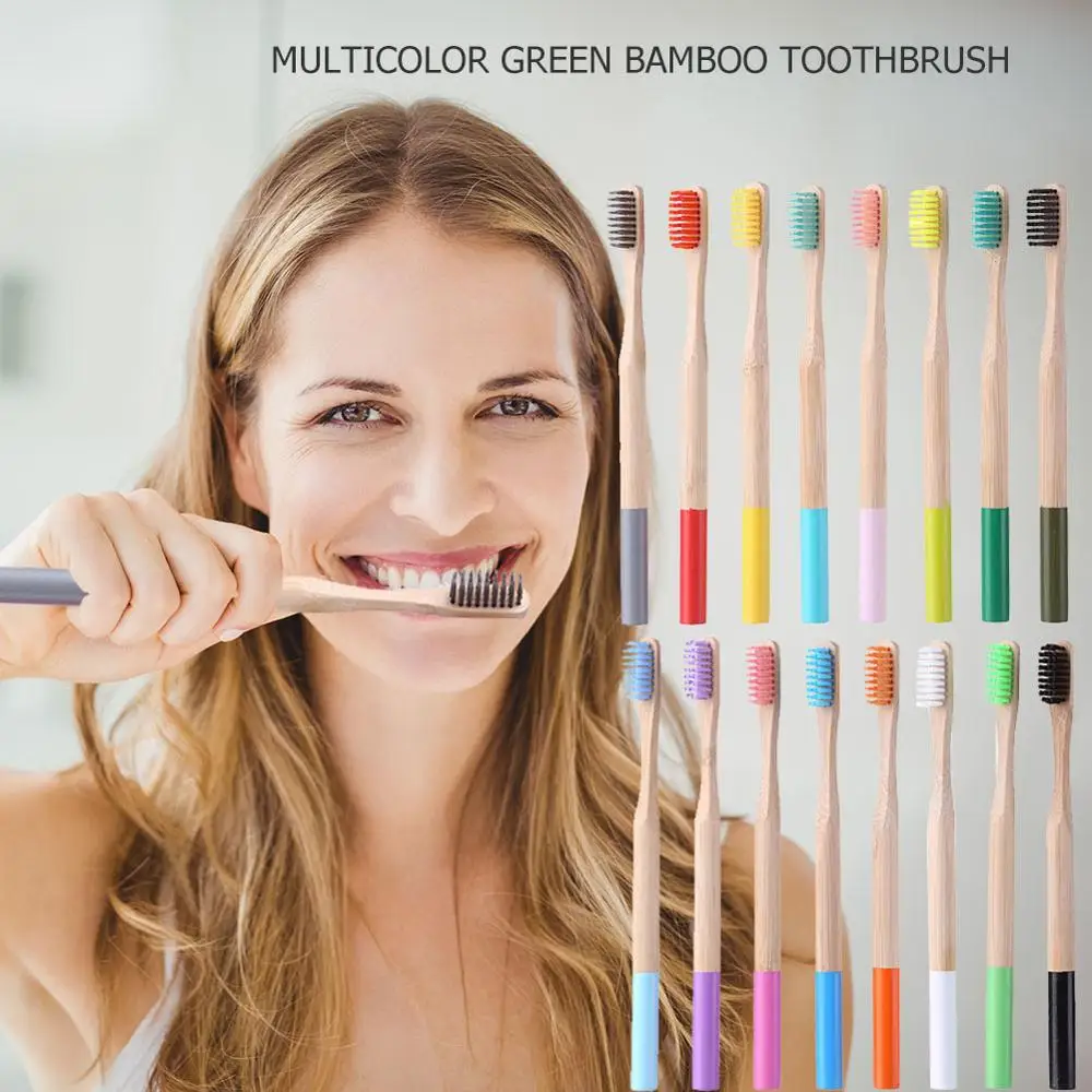 

16pcs bamboo toothbrush Multicolor Eco-Friendly Soft Bristle Children Toothbrush Anti Bacterial Teeth Cleaning Brush Oral Care