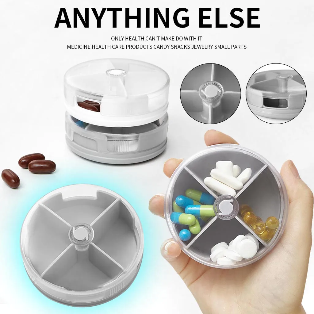 Portable 4 Grids Multi-Divided Transparent Drug Tablet Medicine Storage Holder Mini Pill Container Box Sealed Dustproof | Дом и сад
