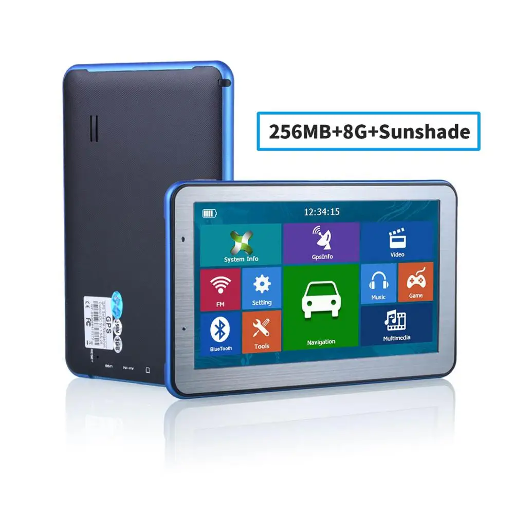 

Gps-навигатор Oriana, 7 дюймов, 8 ГБ-256 МБ + солнцезащитный козырек, навигационное устройство, карты для грузовиков, авто, сенсорный экран