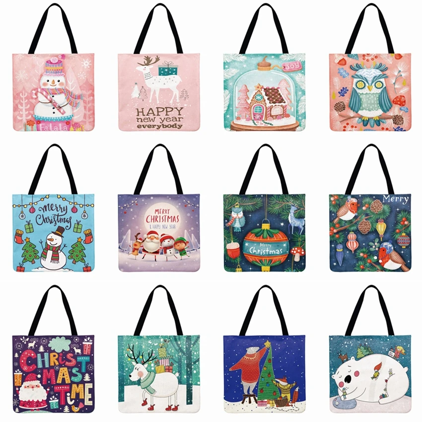 Женская сумка через плечо с мультипликационным принтом сумка-тоут снеговик