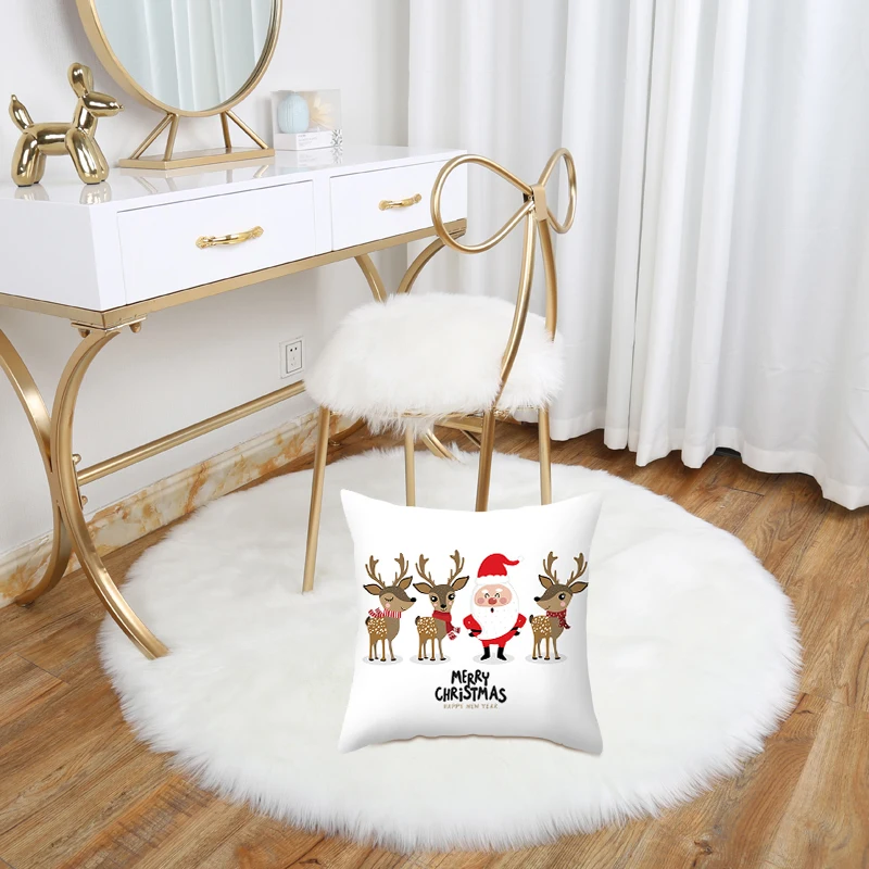 45x45cm Santa Claus Snowman Cushion Cover Almofadas Pattern Home Decorative New Year Christmas Printed Throw Pillowcase Cojines | Дом и сад
