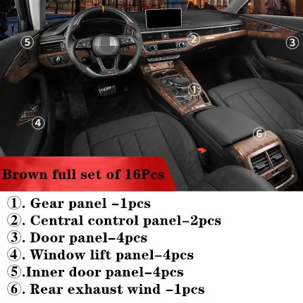 For Audi A4 A5 S4 2017-2020 Special Car Open Mold Modified Interior 4Pcs Window control Brown wood pattern material | Автомобили и