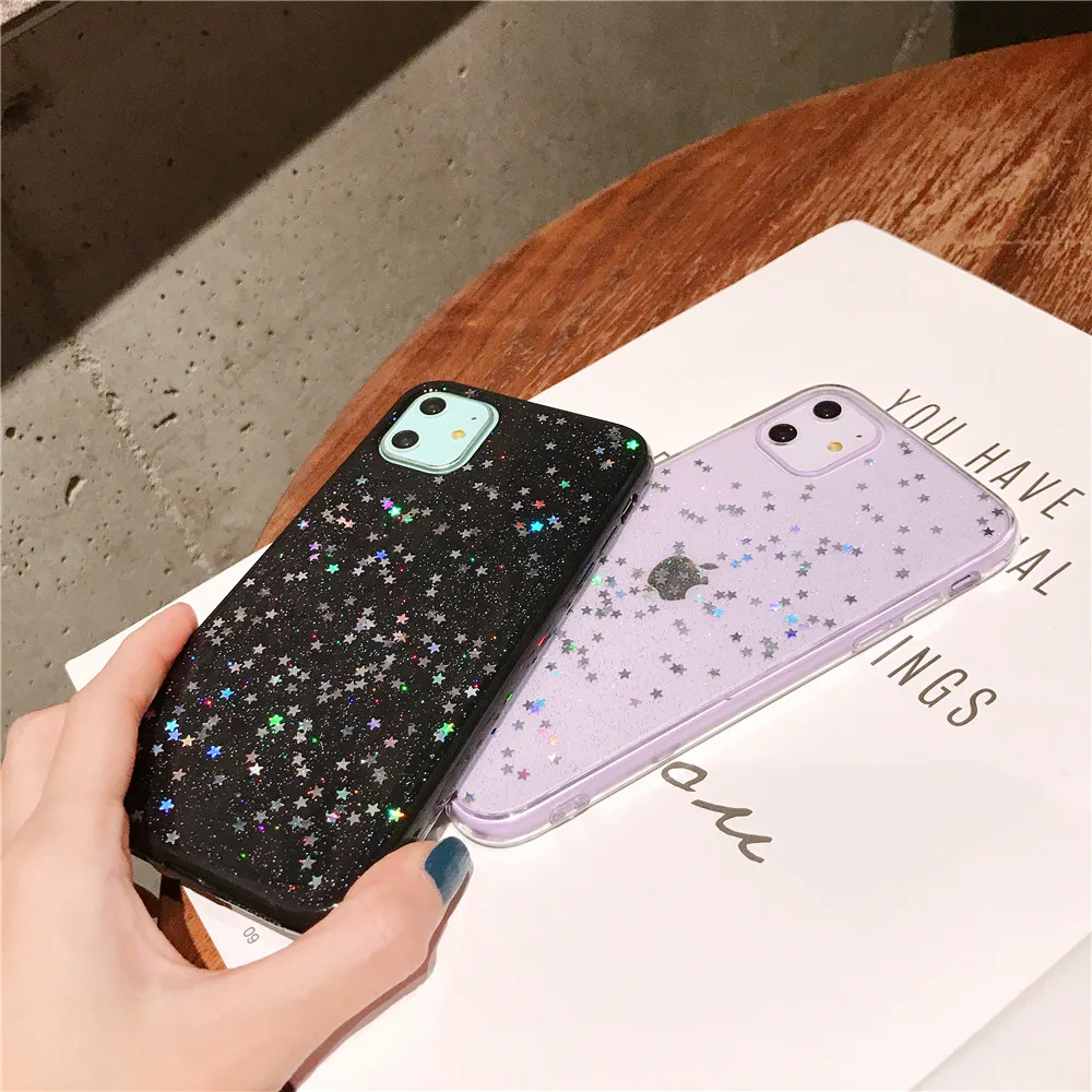 QINUO милый блестящий чехол для iPhone 11 Pro MAx 6 6s 7 8 Plus глянцевый эпоксидный прозрачный