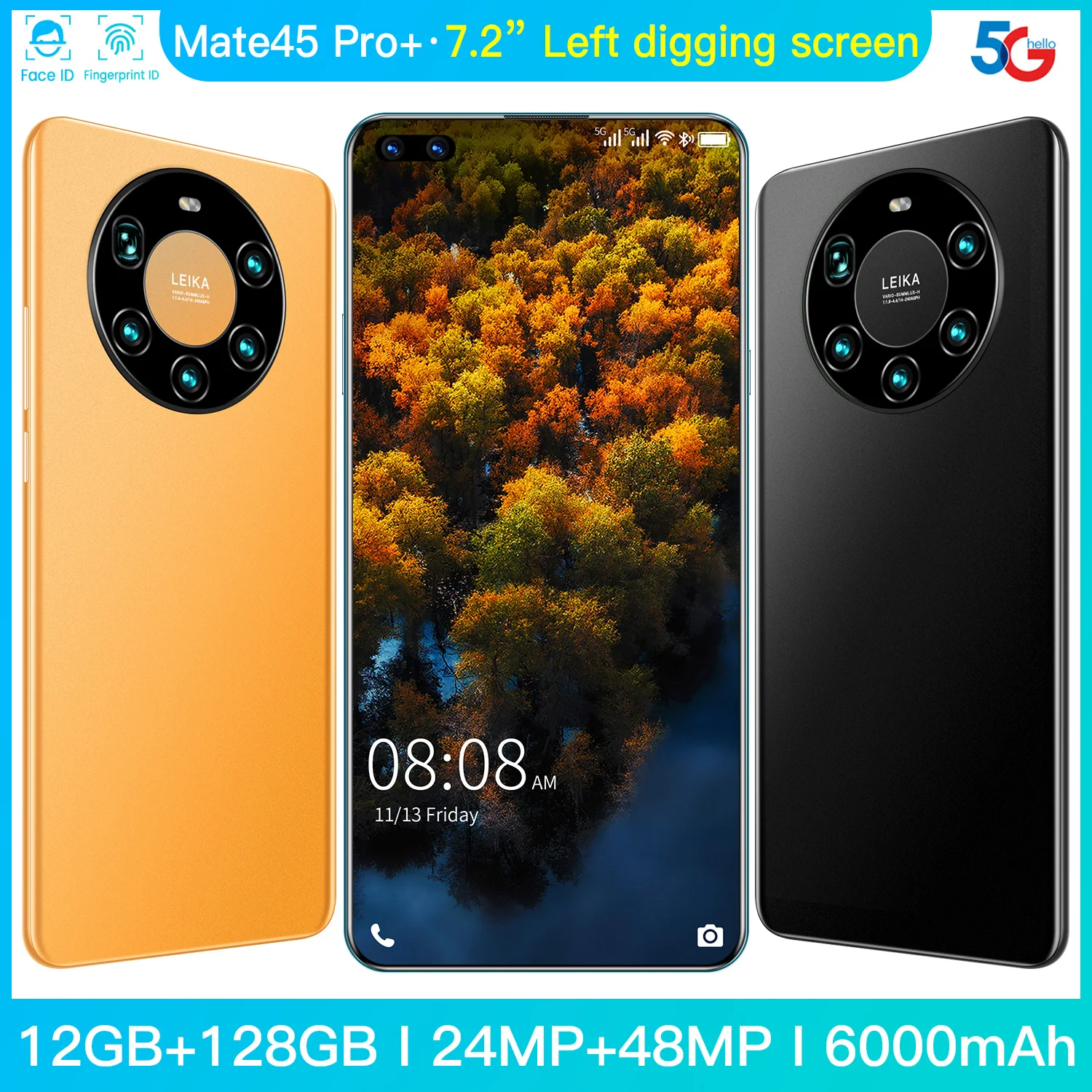 

Mate45 Pro+ 7.2 Inch Global Version Smartphone Full Screen Octa Core 5000mAh 12GB 512GB 4G LTE 5G Network Mobile Phone