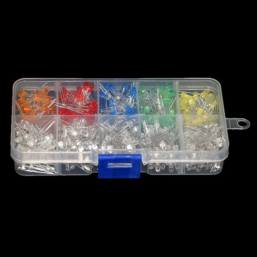 Набор светодиодов 3 мм 500 шт./кор. красный зеленый желтый синий белый