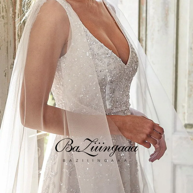 BAZIIINGAAA Роскошные вечерние платья длинное женское платье 2021 блестками Robe De Soir