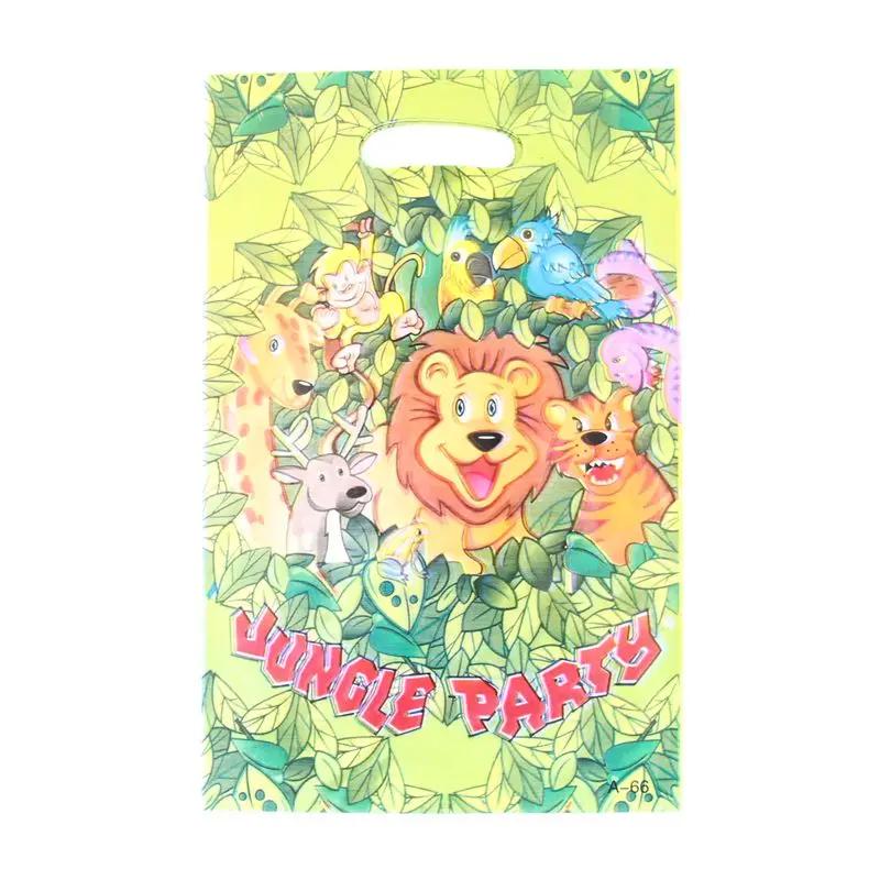 Lion 20 шт./лот, с днем рождения, на вечеринку, бабочка, цветок, мультфильм, тема, Лут, сумка для детского душа, для украшения девочек, сувениры, пластиковые подарочные сумки - Цвет: Lion
