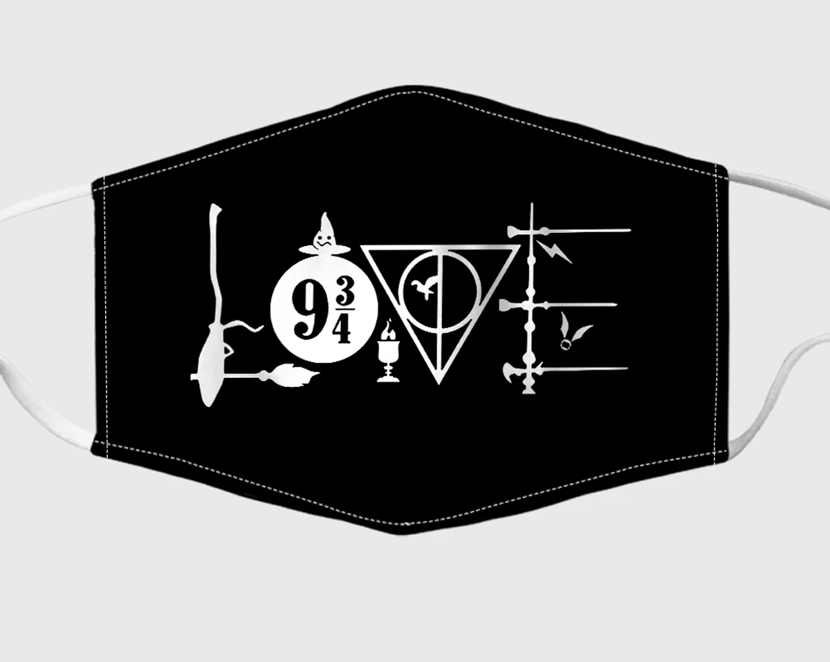 

Creative Design Wizard Magic Love 9 3/4 Mouth Covering, Washable Reusable Fabric Face Mask with Filter