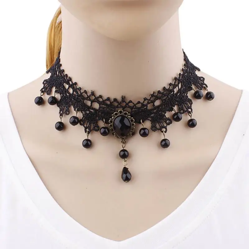 Ожерелье-чокер женское короткое с бусинами в готическом стиле 1 шт. | Украшения и