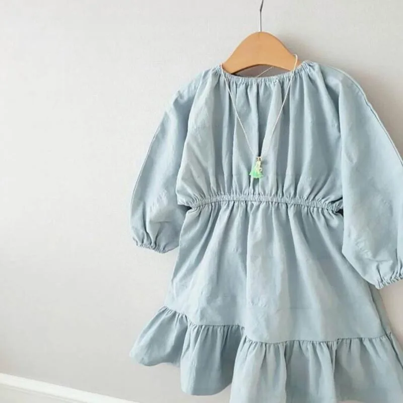 CX25 Sky Blue Новинка года; платья для маленьких девочек; одежда в корейском и японском стиле; брендовая хлопковая Осенняя Новая повседневная модная одежда принцессы для девочек - Цвет: CX25 Sky Blue