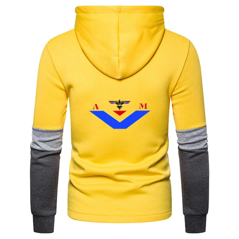 

Men's autumn and winter new hoodie daily casual three-color stitching sports pullover hoodie