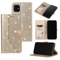 sparkle glitter leather flip case for iphone 11 12 pro max mini xs max x xr 8 7 6 plus se 2020 wallet card slot stand cover case