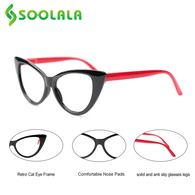 Очки для чтения SOOLALA женские очки кошачий глаз в полной оправе + 0 5 75 1 25 2 3 4 0|designer