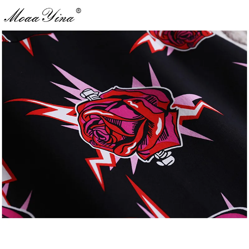 MoaaYina розовый принт пакет ягодицы черная юбка | Женская одежда