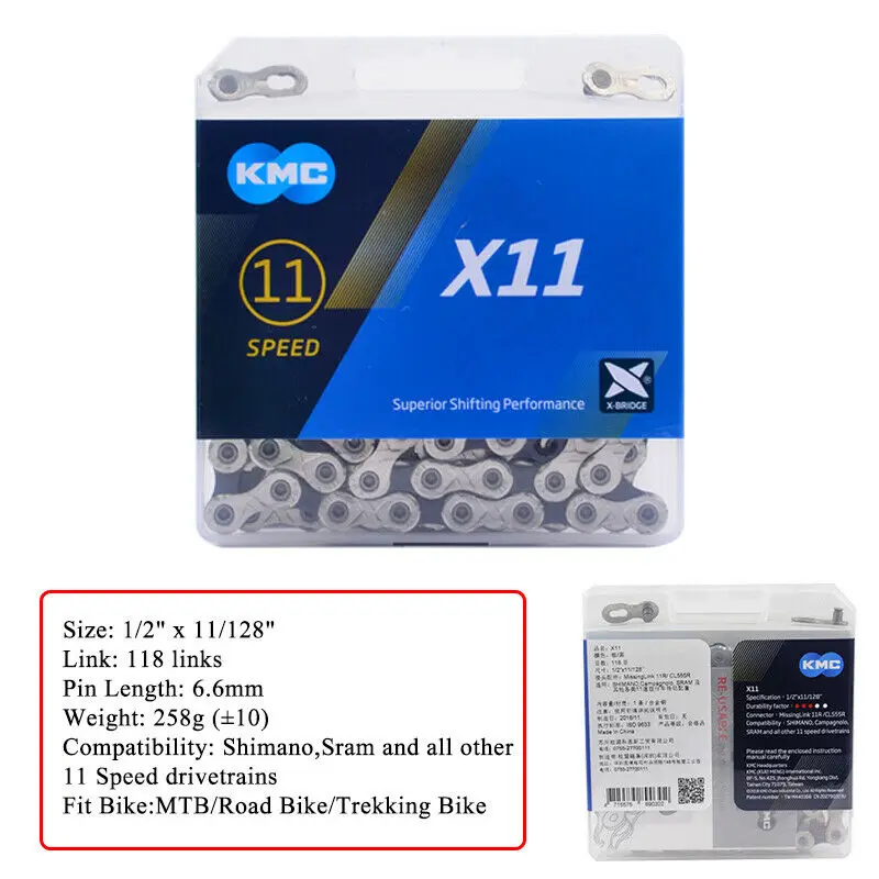 X11 KMC MTB велосипедных цепей 8/9/10/11 Скорость цепи двойной «х» половина 116/118 ссылки велоспорт инструмент для демонтажа цепи велосипеда(подходит для Shimano SRAM Casstte - Цвет: X11
