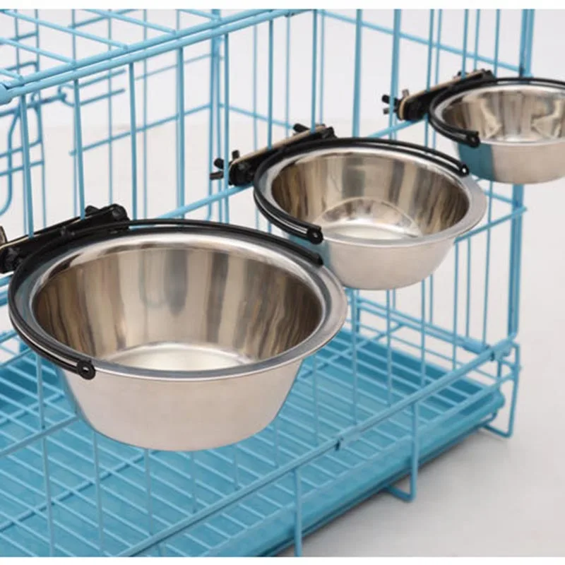

Pet Hanging Fixed Stainless Steel Cage Anti-Overturning Pet Food Bowl Cuenco Para Mascotas Colgante