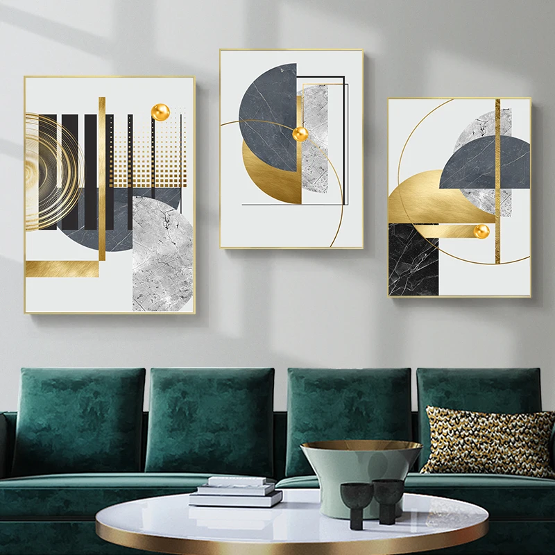 

NordicStyle Landscape Picture Print Geometry whith Pearl Canvas Painting Poster Modern Wall Art Picture in livingroom Decor Home