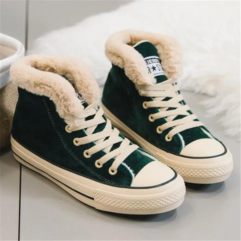 

New Women Winter Fur Ankle Snow Boots Comfortable Thick Plush Keep Warm Sneakers Ladies Flock Platform Cotton Shoes Botas Mujer