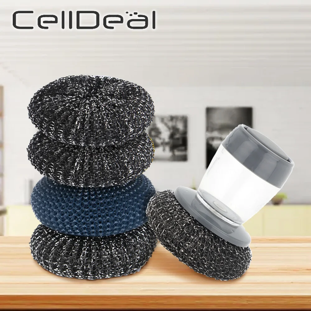 Очиститель для кухни от ржавчины, горшков и сковород Cleaning Scrubber Steel Remover Scraper Pressing Brush Soap Scrub Utensil on.