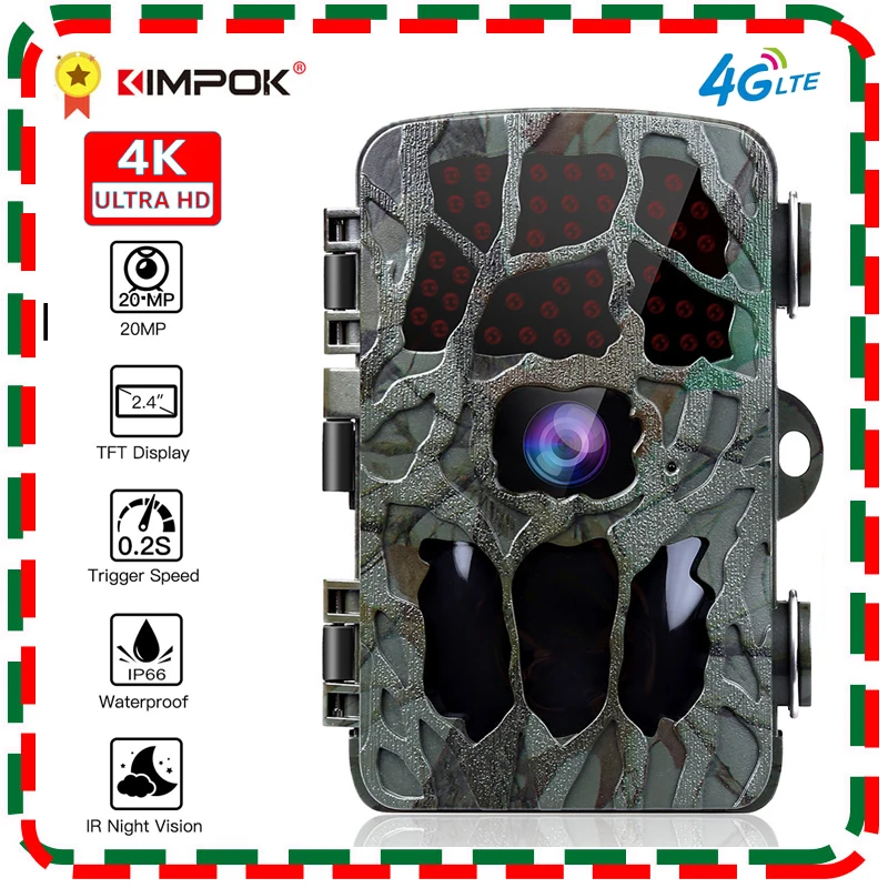 

4K Hunting Camera Trap 20MP Infrared Hunt Night Vision Support 256GB Wildlife Photo-trap Hunting Trail Photo Camera Foto Chasse