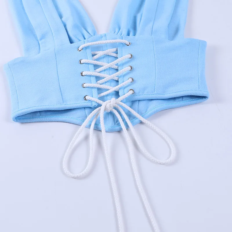 

Paris Girl Fashion Tank Top Women Sexy Sleeveless Backless Lace-Up V-neck Halter Strapless Vest Tops Streetwear