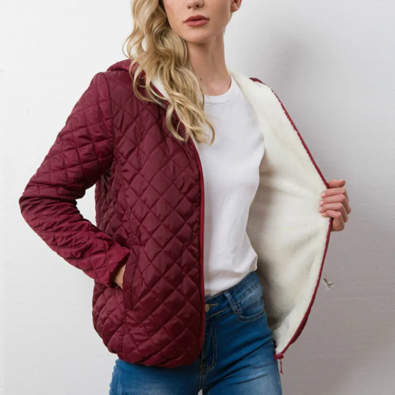 S-XXL женская осенняя и зимняя парка, женское хлопковое пальто, куртка с капюшоном и длинными рукавами из овечьей шерсти, Женская куртка